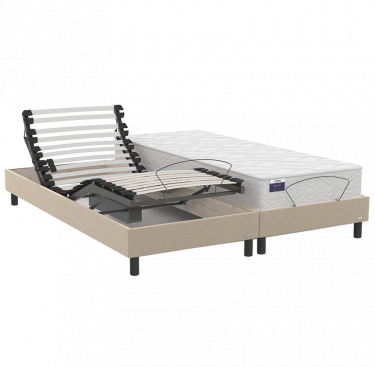 Lit électrique tapissier duo Gravity + matelas latex Roma