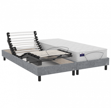 Lit électrique tapissier duo Gravity + matelas latex Roma