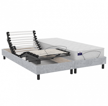 Lit électrique tapissier duo Gravity + matelas latex Roma